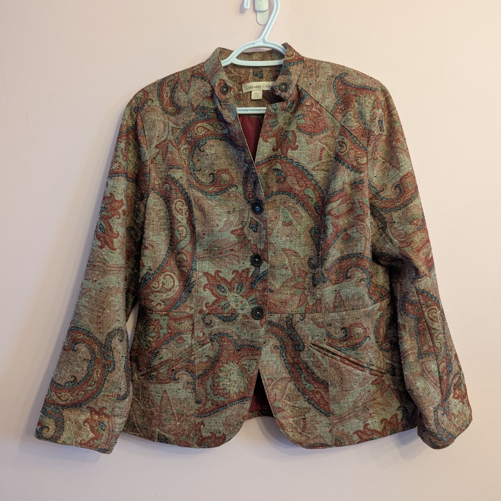 Coldwater Creek Red and Brown Blazer Jacket